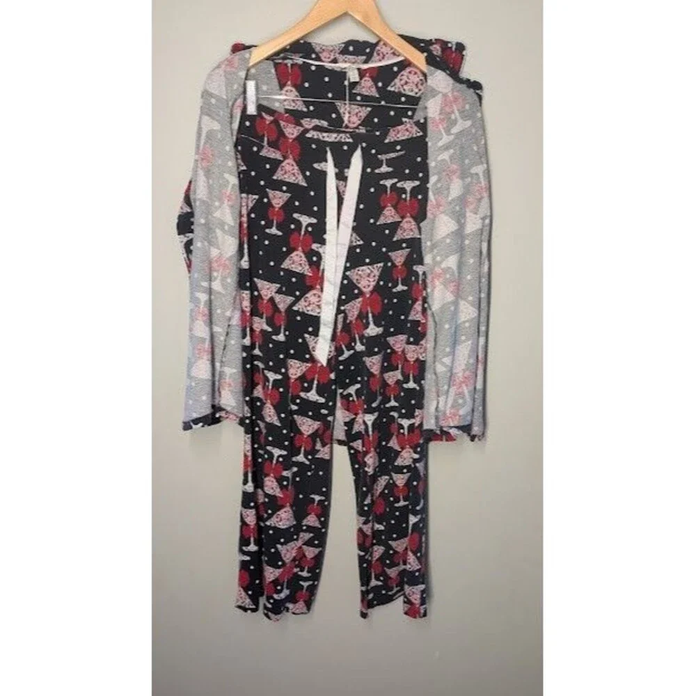 Soma Pajama Set Embraceable Soiree Size M Martini Glass Holiday New Years